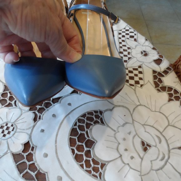 Jennifer Chamandi Light Blue/Leopard "Lorenzo" Two Tone Leather Pumps Si… - Picture 4 of 16